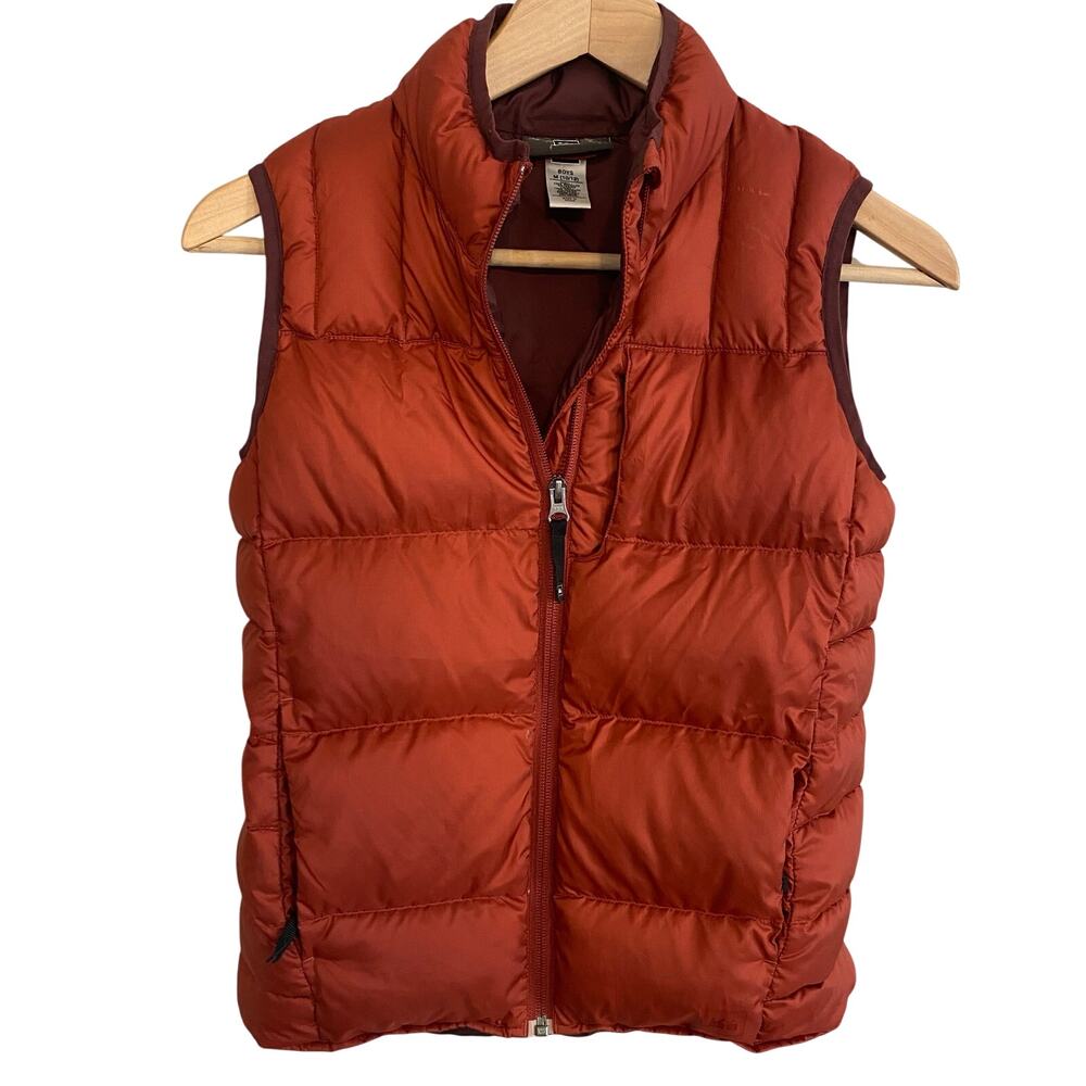 REI Down Puffer Vest Boys Size Medium 10-12 Rust Outdoor Fall Gorpcore Packable